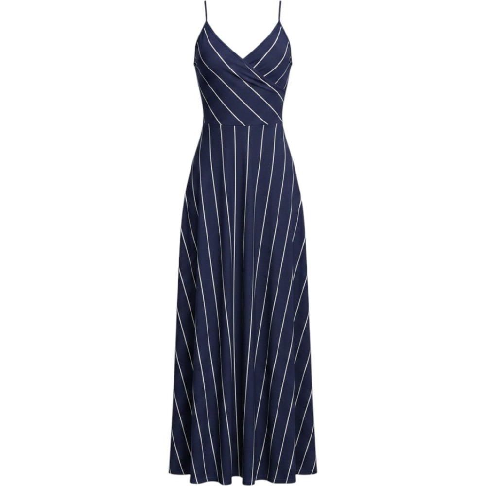 Workshop Andrea Jovine Navy White Striped Pima Cotton Modal Maxi Dress Medium